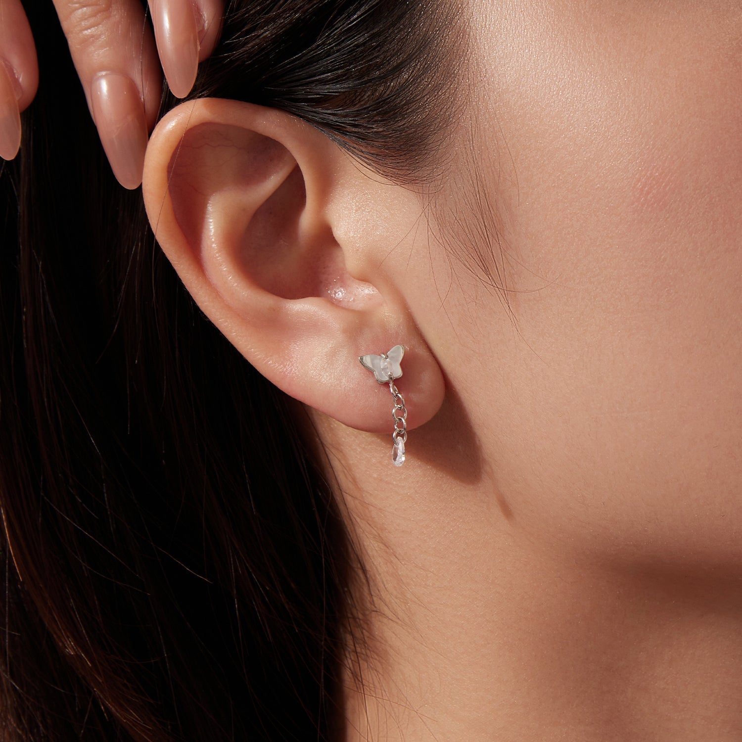 925 Sterling Silver & Brass Earrings with White Gold Plating, 2.0x0.8cm for Women DestGlow