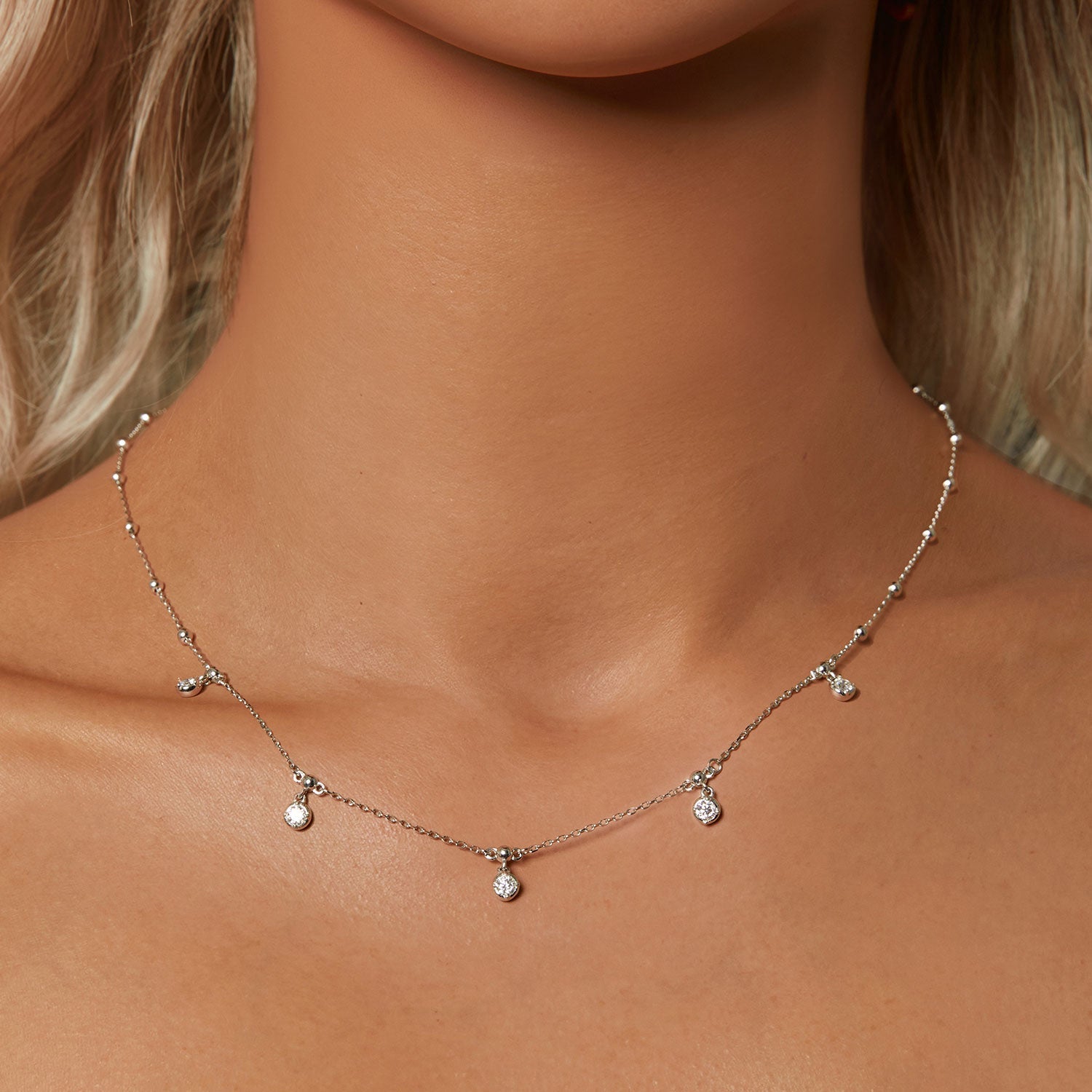 925 Sterling Silver 3mm Moissanite Necklace for Women DestGlow