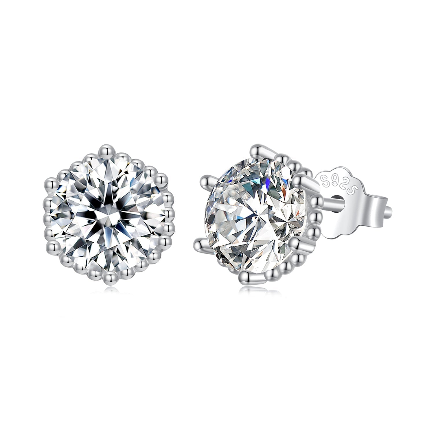 925 Sterling Silver Earrings with Pavé Setting CZ in White Gold Plated DestGlow