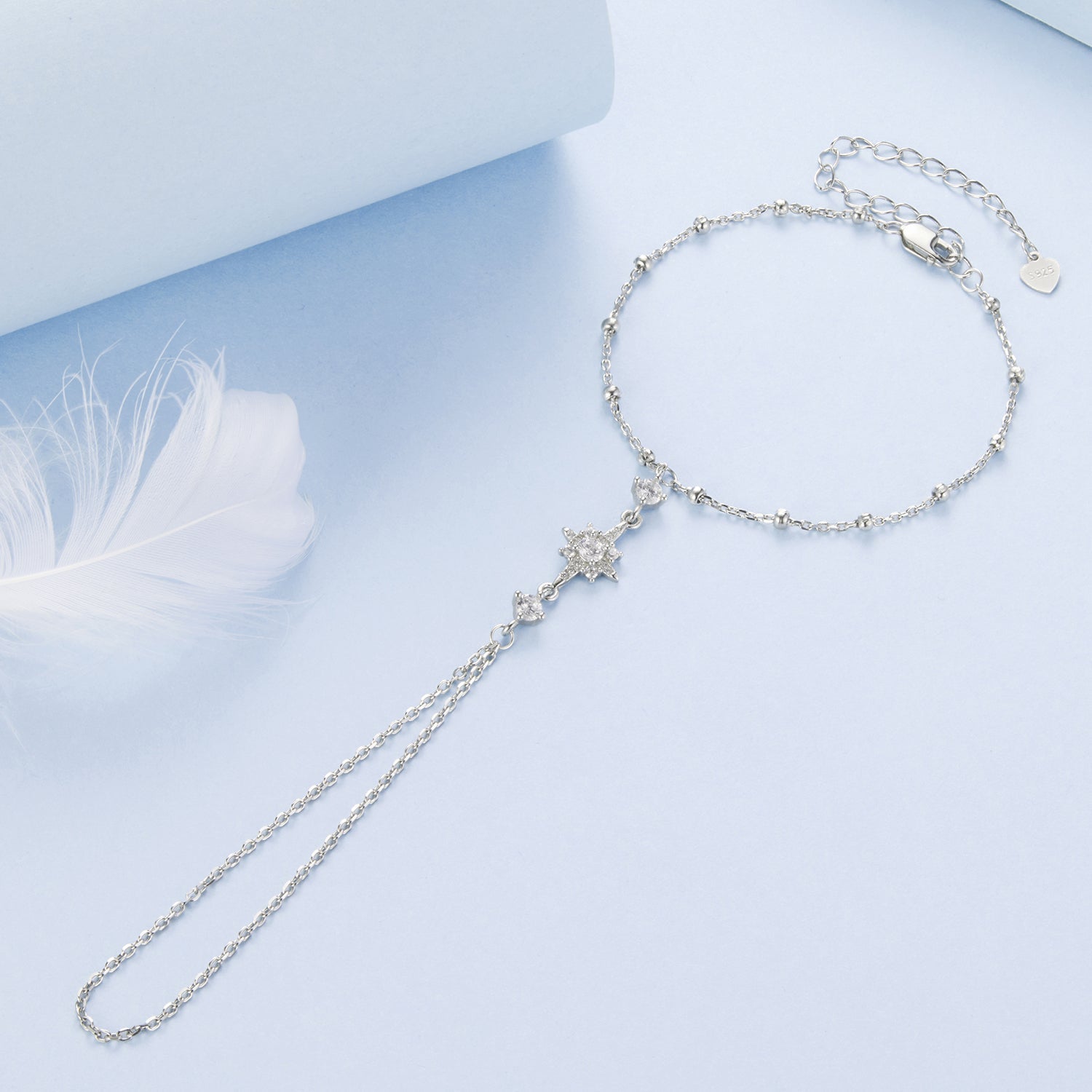 925 Sterling Silver White Gold Plated CZ Bracelet 15+6cm for Women DestGlow