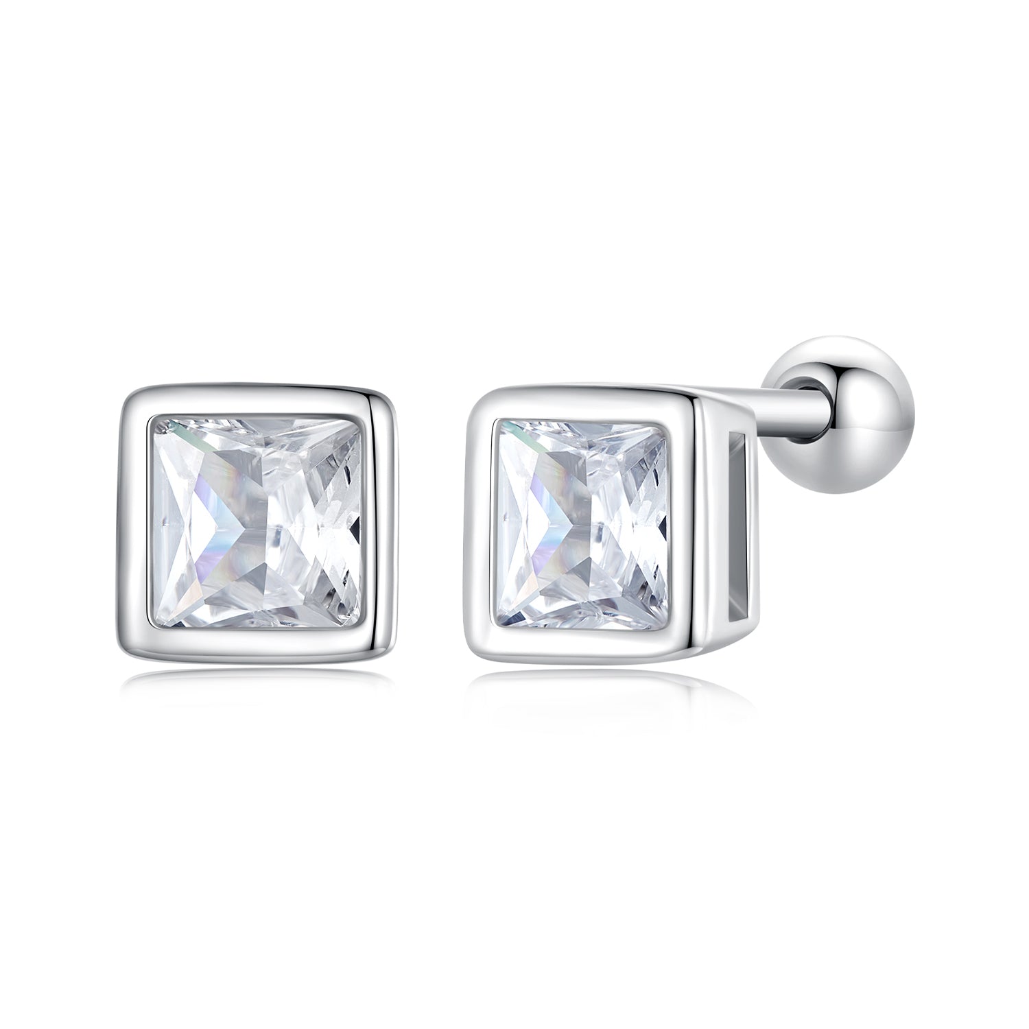 925 Sterling Silver 5mm Pavé Setting CZ Earrings for Women DestGlow