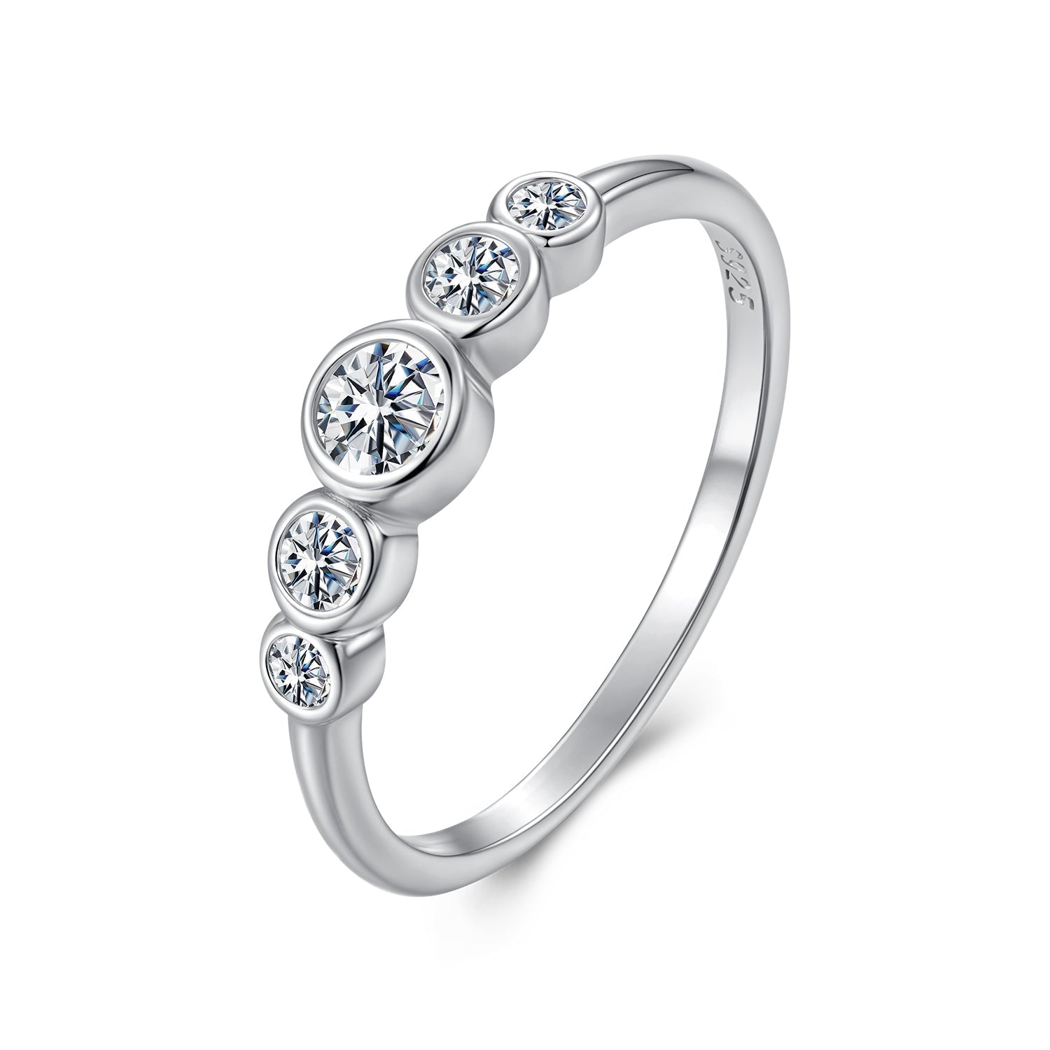 925 Sterling Silver Moissanite Ring Size 6, 0.20ct, Plated White Gold for Women DestGlow