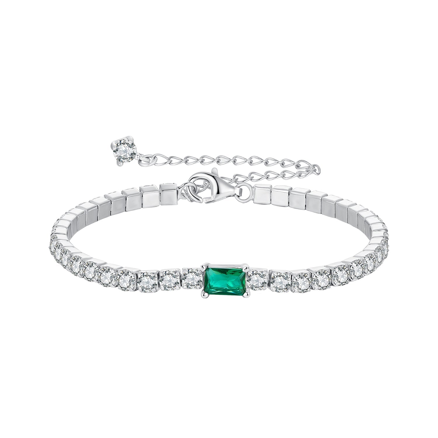 925 Sterling Silver 145+65mm Pavé Setting CZ Bracelet DestGlow