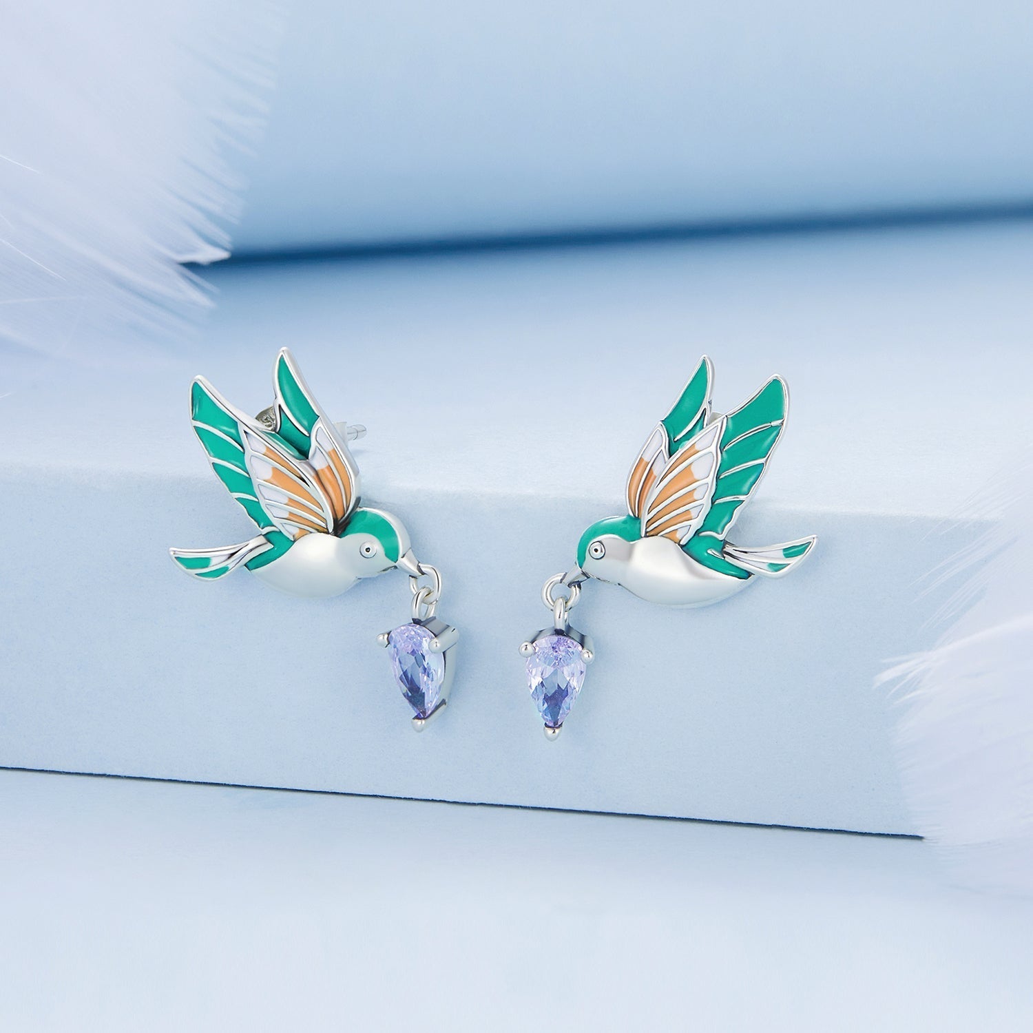 925 Sterling Silver Enamel Pavé Setting CZ Earrings DestGlow