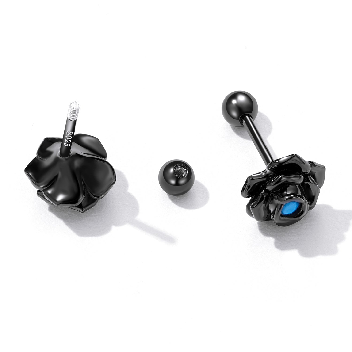 925 Sterling Silver Earrings with Turquoise and Black Gold Finish DestGlow