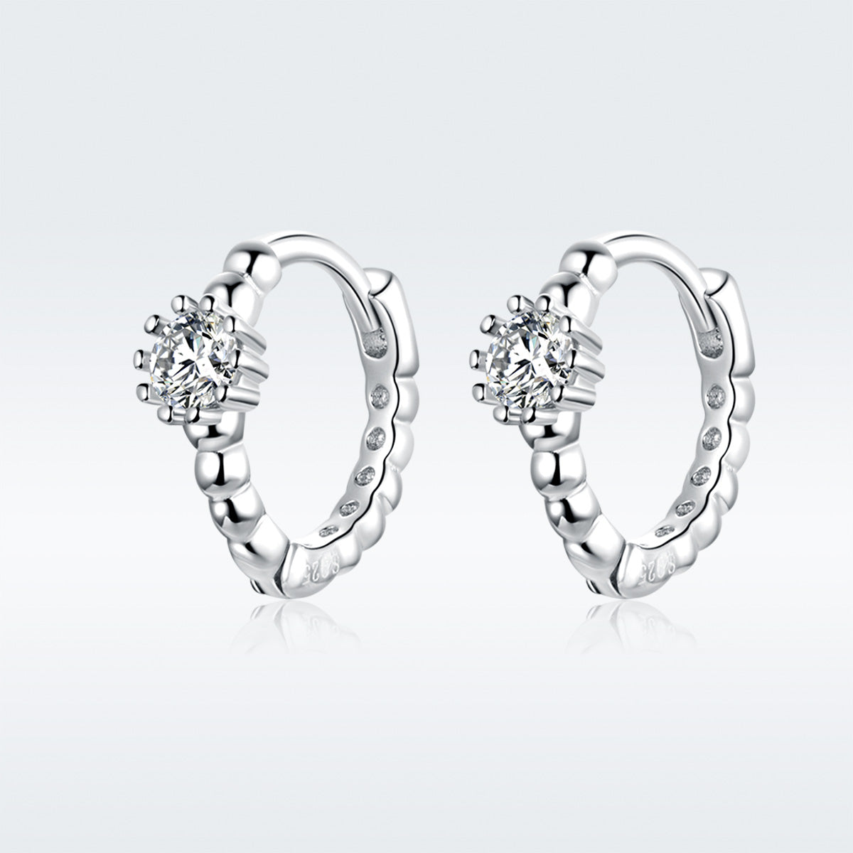 925 Sterling Silver Earrings with Pavé Setting CZ - 1cm for Women DestGlow