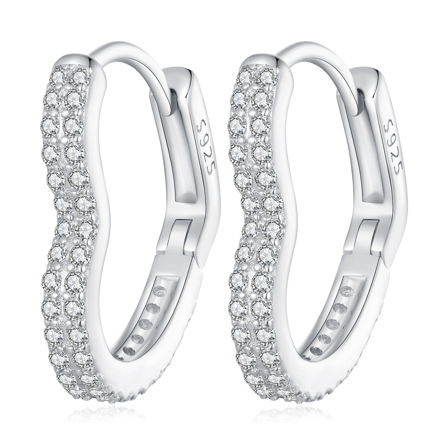925 Sterling Silver Earrings with Cubic Zirconia in Platinum Finish DestGlow