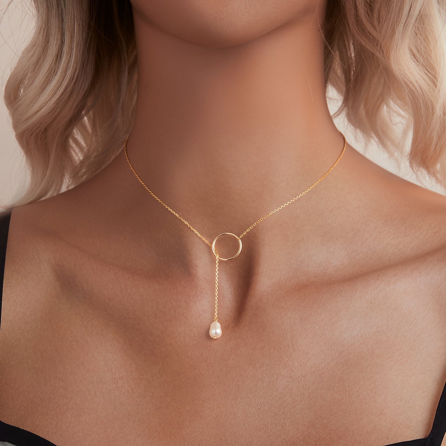 925 Sterling Silver Necklace with Gold Plated Freshwater Pearl - 60cm Length DestGlow
