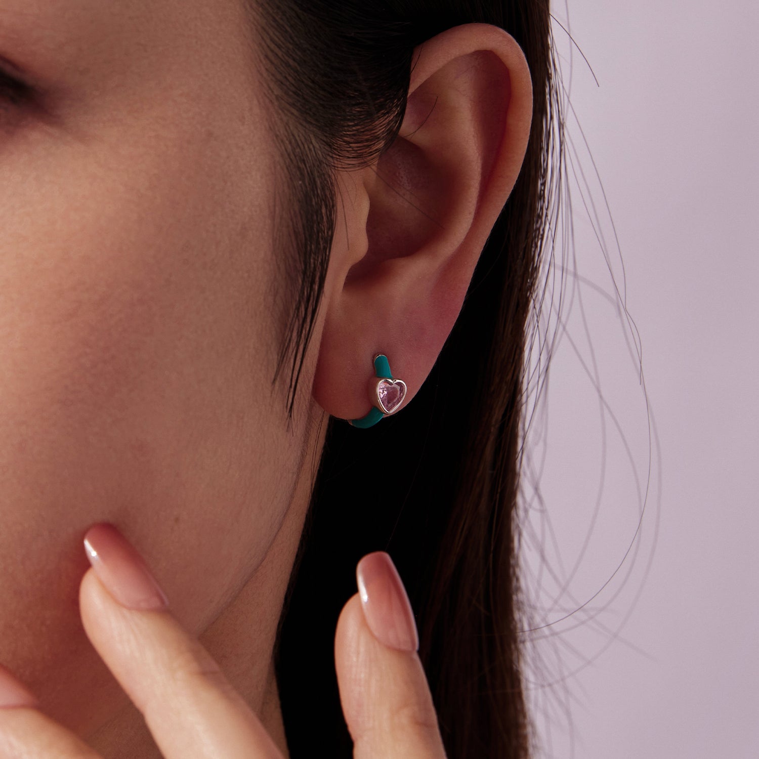 925 Sterling Silver Hoop Earrings with White Gold Plating and CZ DestGlow