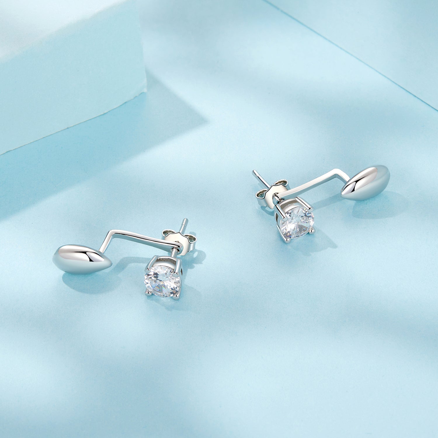 925 Sterling Silver Plated White Gold Earrings with Pavé Setting CZ DestGlow