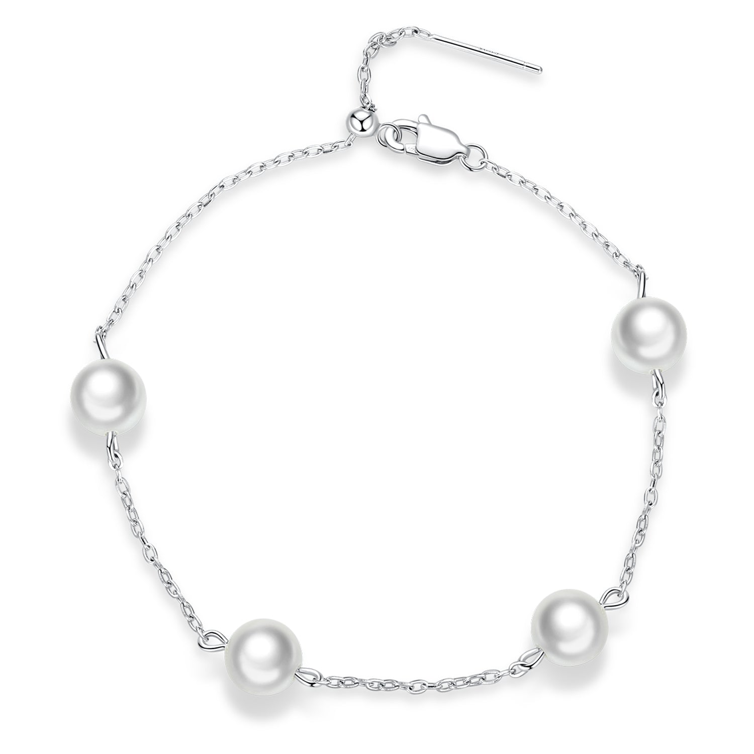 925 Sterling Silver Adjustable Pearl Bracelet for Women DestGlow