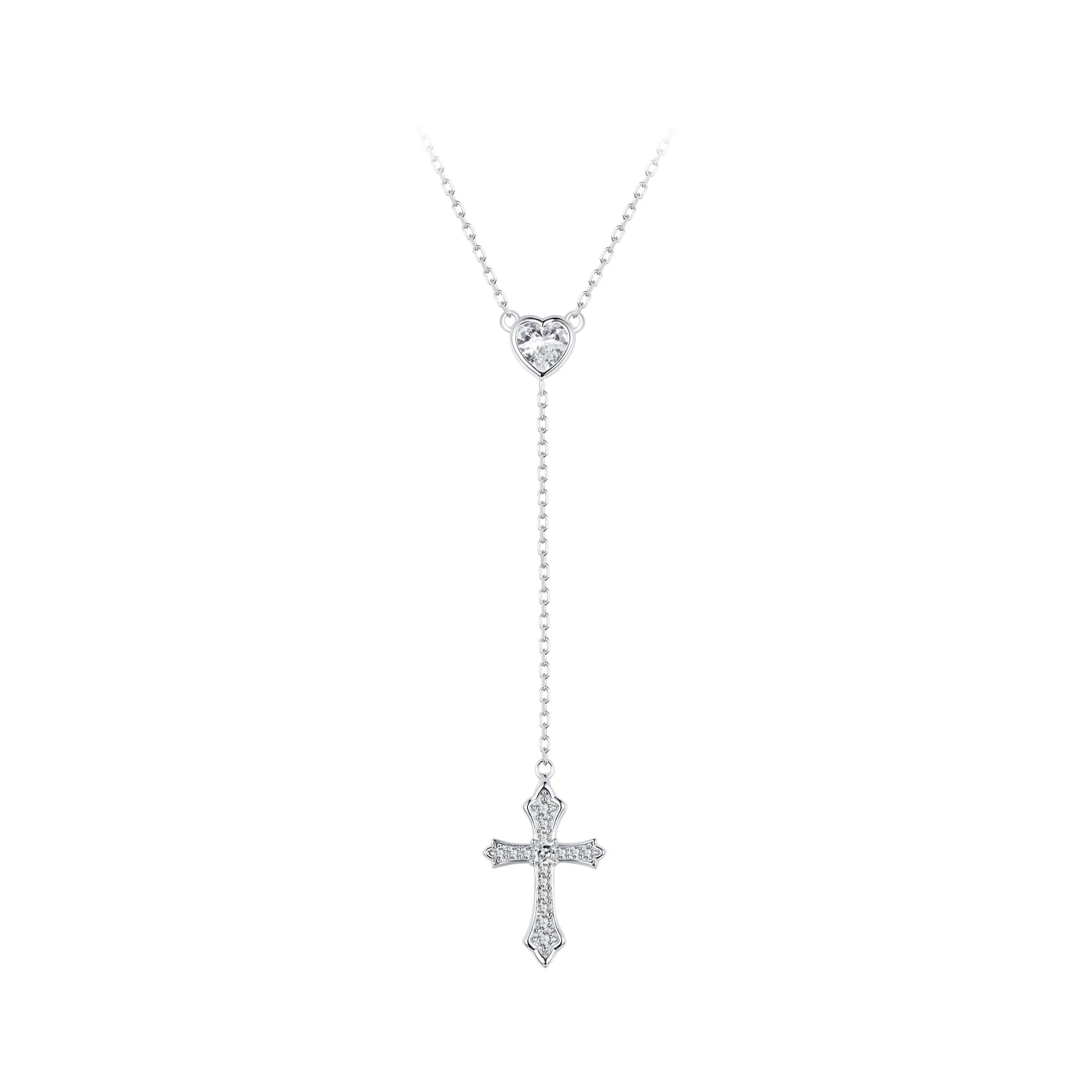 925 Sterling Silver White Gold Plated Necklace with CZ Pavé Setting for Women DestGlow