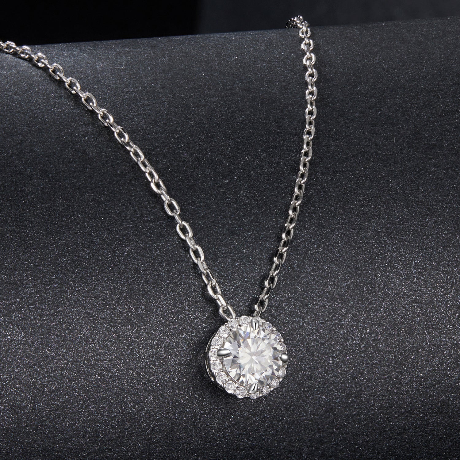 925 Sterling Silver Moissanite Necklace 40+5cm with Pavé Setting for Women DestGlow