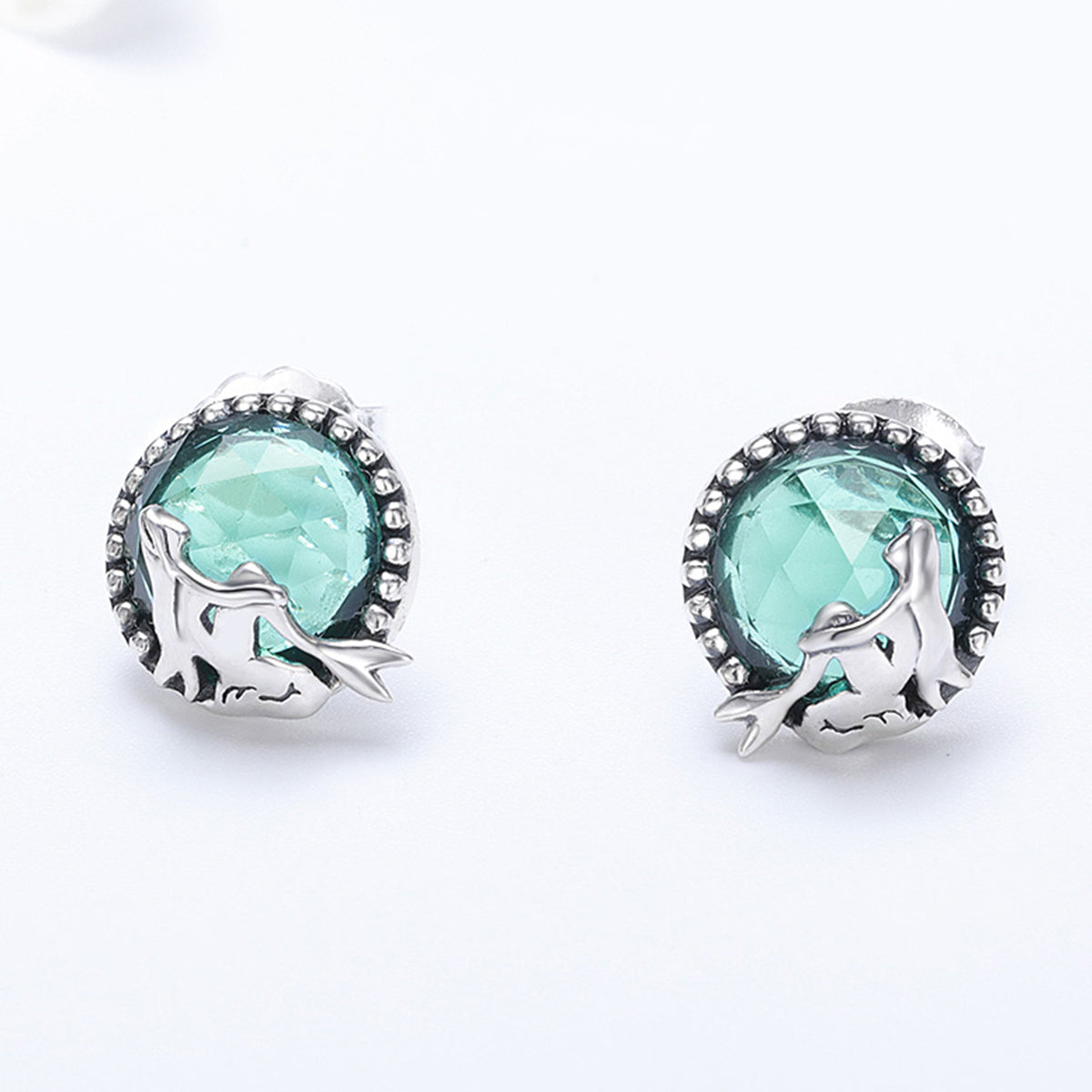S925 Oxidized Silver Transparent Glass Earrings for Women DestGlow