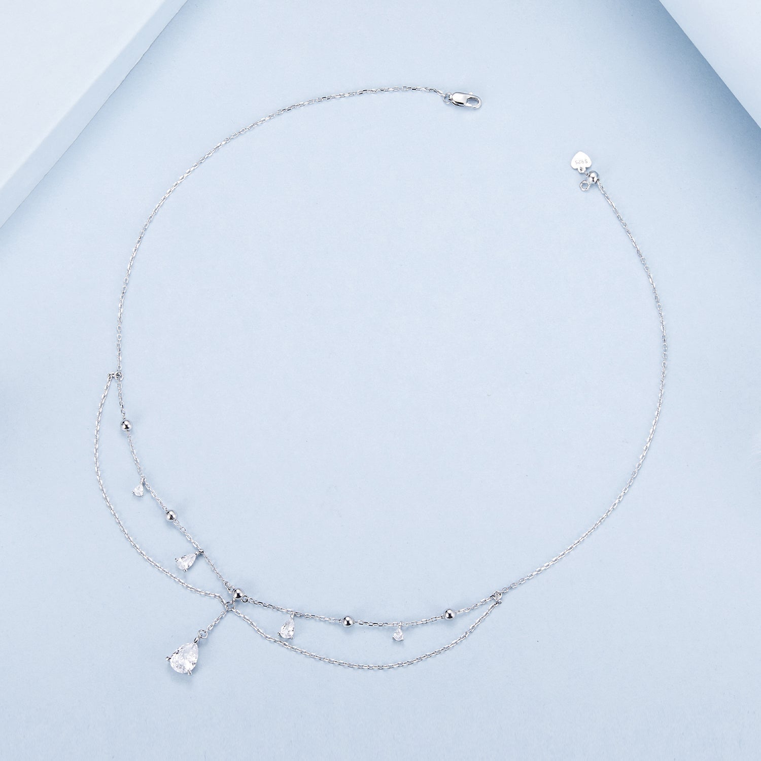 925 Sterling Silver 400mm CZ Pavé Setting Necklace for Women DestGlow