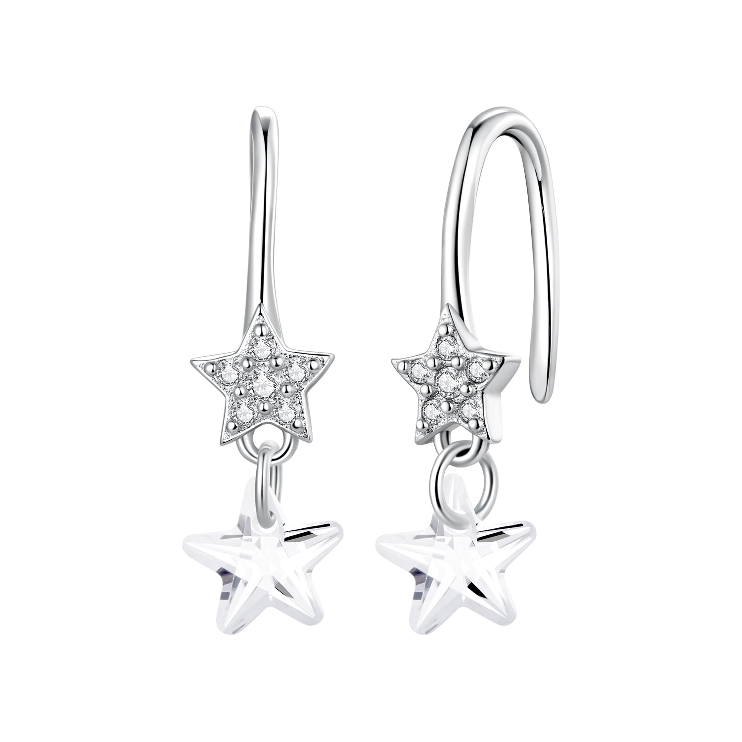 925 Sterling Silver Earrings with Pavé Setting CZ, White Gold Plating, 2.1*0.6cm, for Women DestGlow