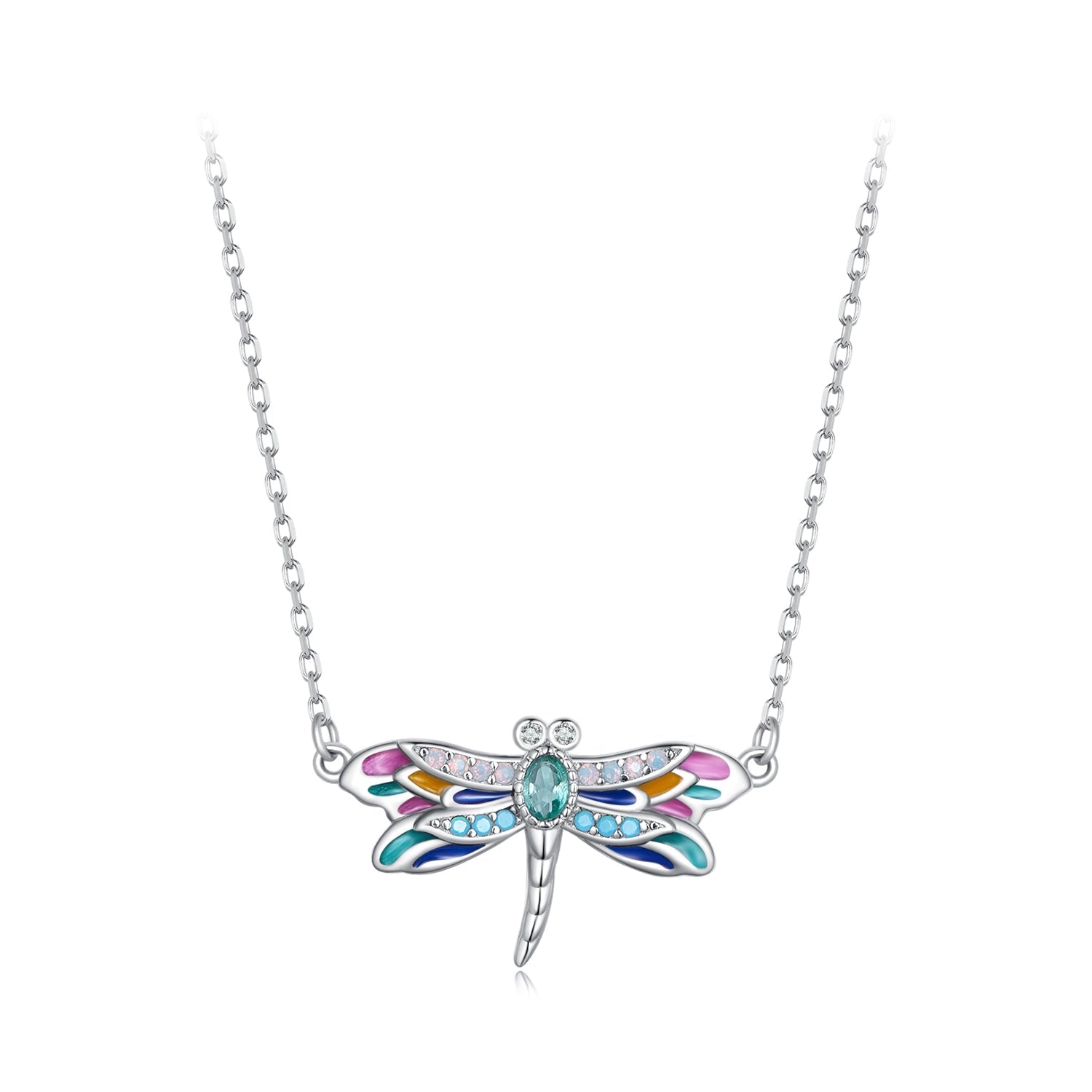 925 Sterling Silver Pendant Necklace with Pavé CZ and Plated Platinum DestGlow