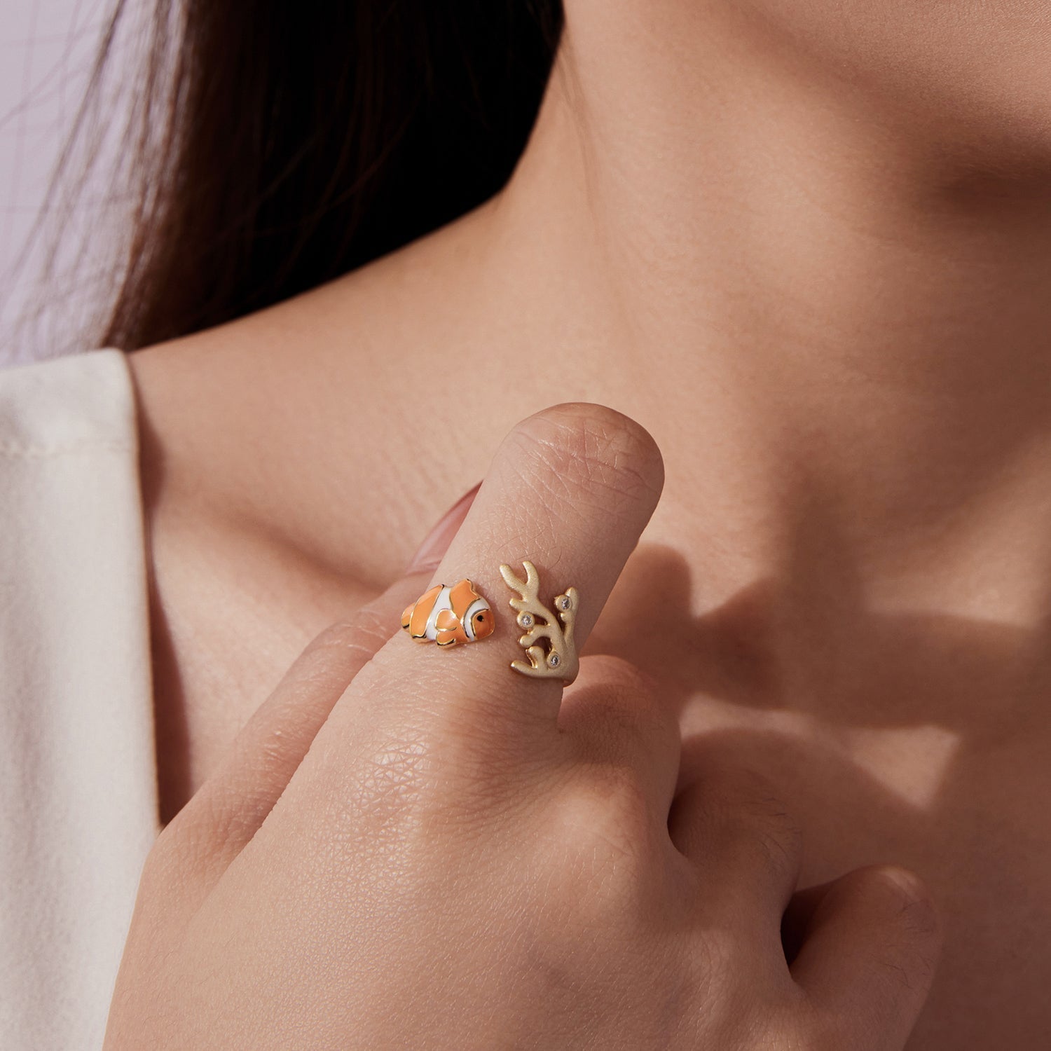 925 Sterling Silver Enamel Gold-Plated Ring for Women DestGlow