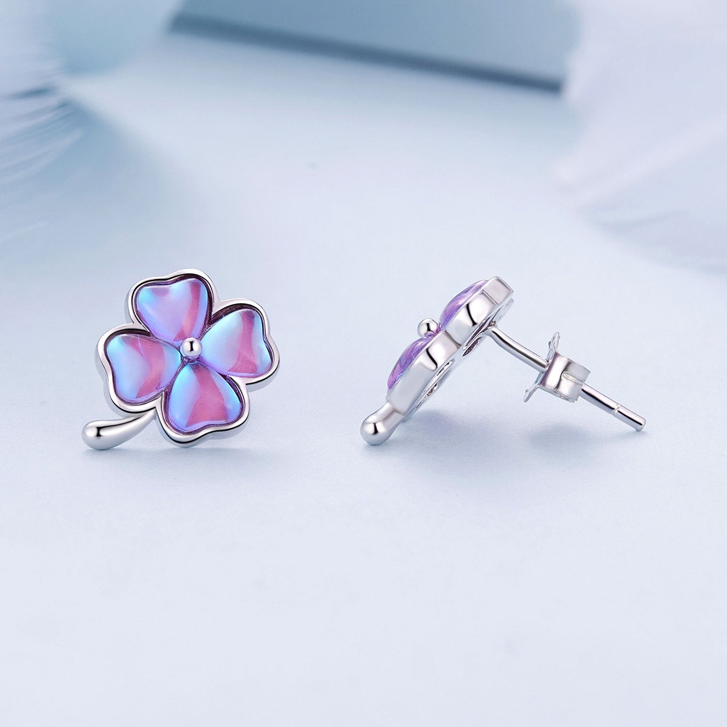 925 Sterling Silver Transparent Glass Earrings for Women DestGlow