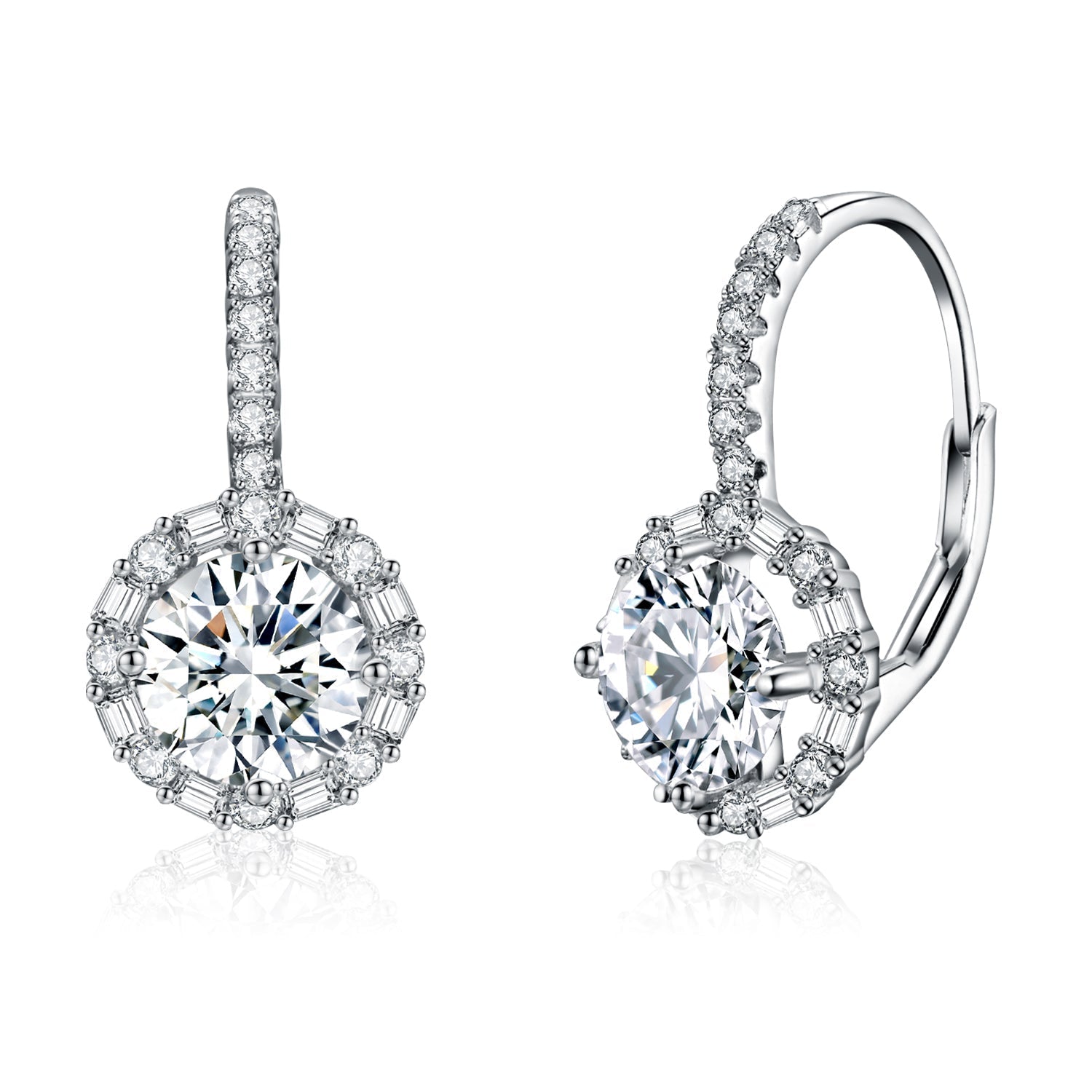 925 Sterling Silver Moissanite Earrings with Pavé Setting, 1.9x1.0cm for Women DestGlow