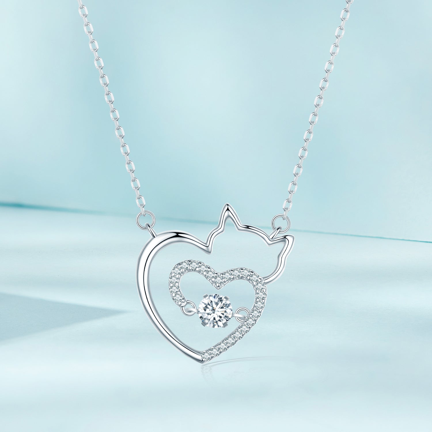 925 Sterling Silver Necklace with 19*18mm Pavé Setting CZ Pendant DestGlow