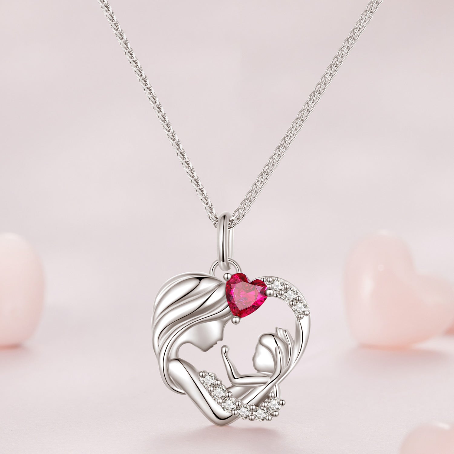 925 Sterling Silver Necklace with Pavé Setting CZ, 25x19mm Pendant, 400mm-450mm Length for Women DestGlow