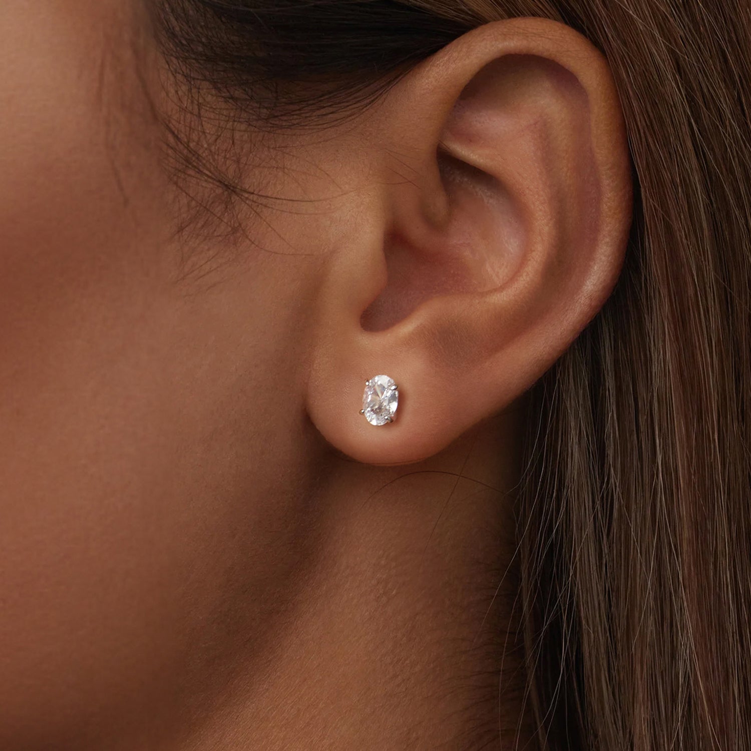 925 Sterling Silver Earrings with Pavé Setting CZ, 0.7*0.5cm, for Women DestGlow