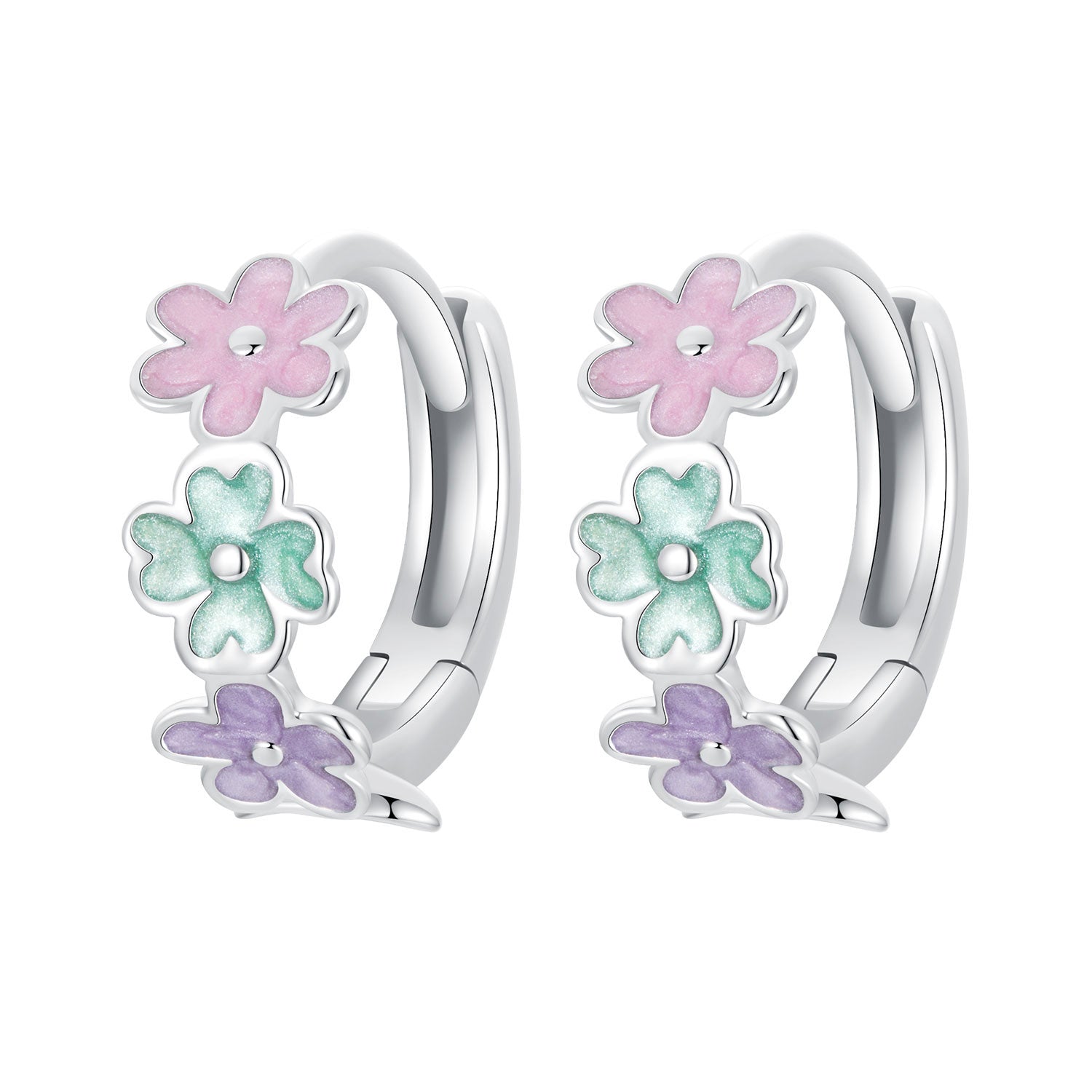 925 Sterling Silver Enamel White Gold Plated Earrings for Women DestGlow