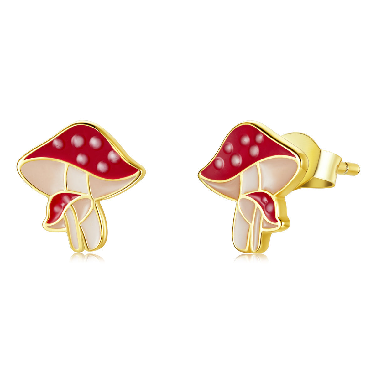925 Sterling Silver Enamel Plated Gold Earrings for Women - 0.9cm Size DestGlow