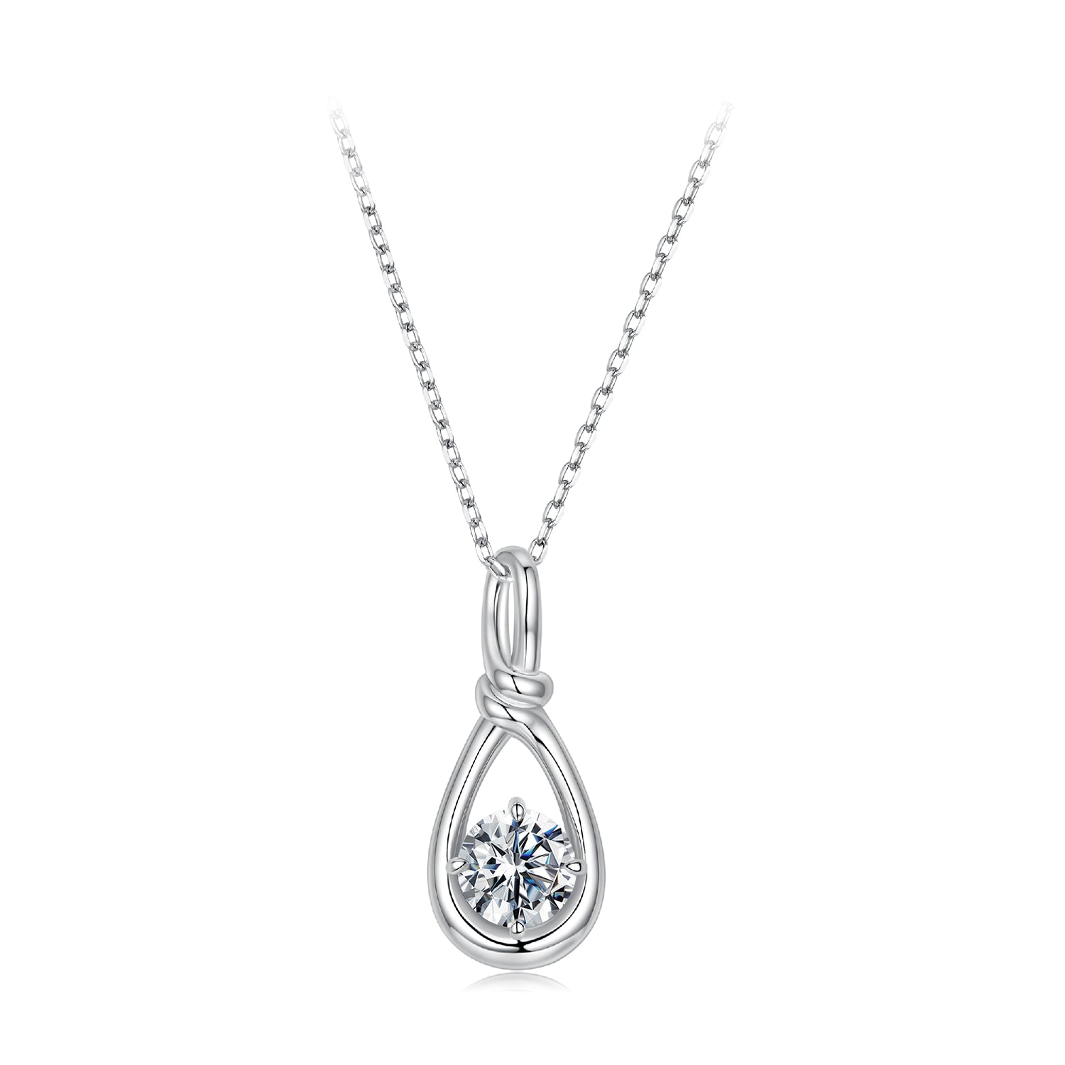 925 Sterling Silver 1 Carat Moissanite Necklace with White Gold Plating - 40+5cm Length for Women DestGlow