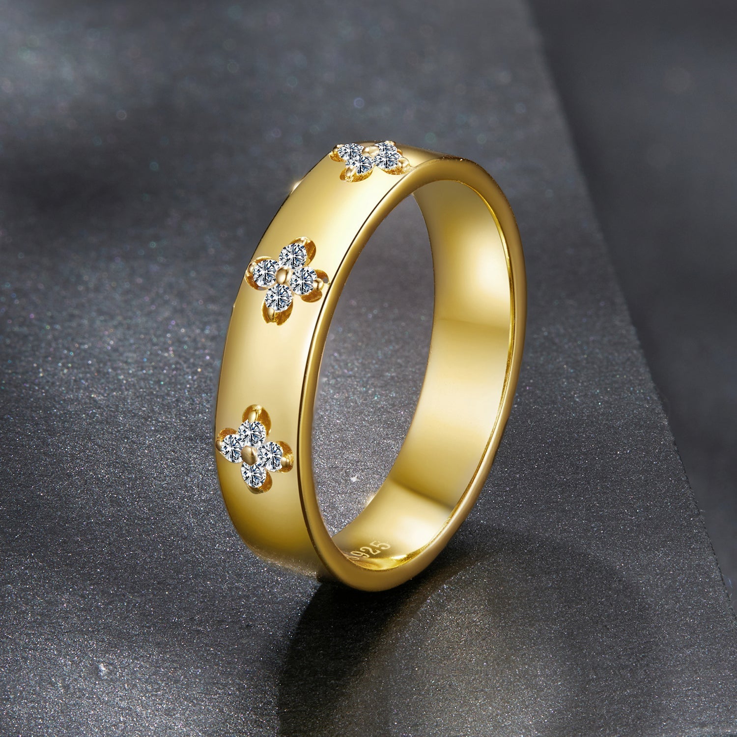 925 Sterling Silver Moissanite Gold Plated Ring for Women, Size 6 DestGlow