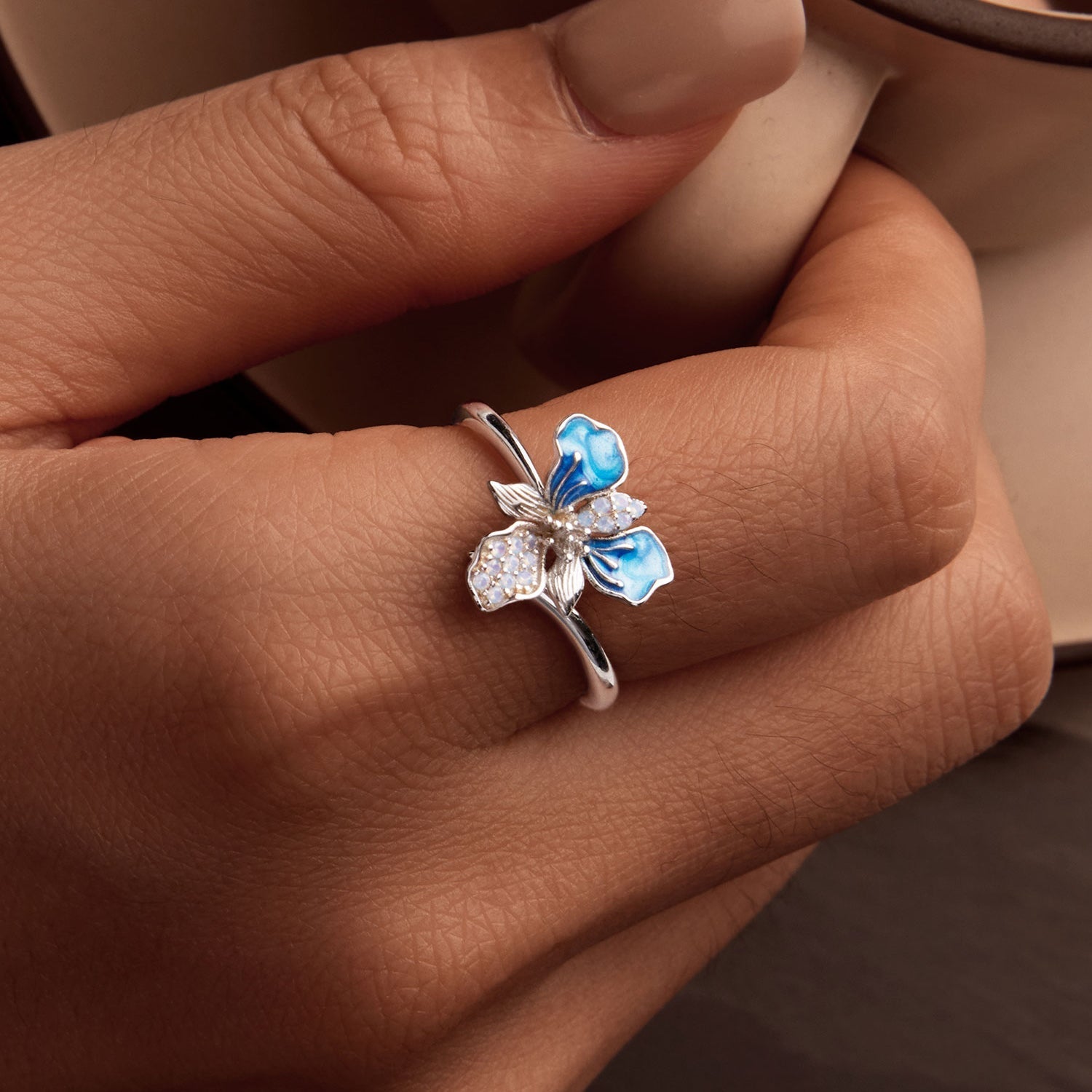 925 Sterling Silver Opal Enamel Ring for Women DestGlow