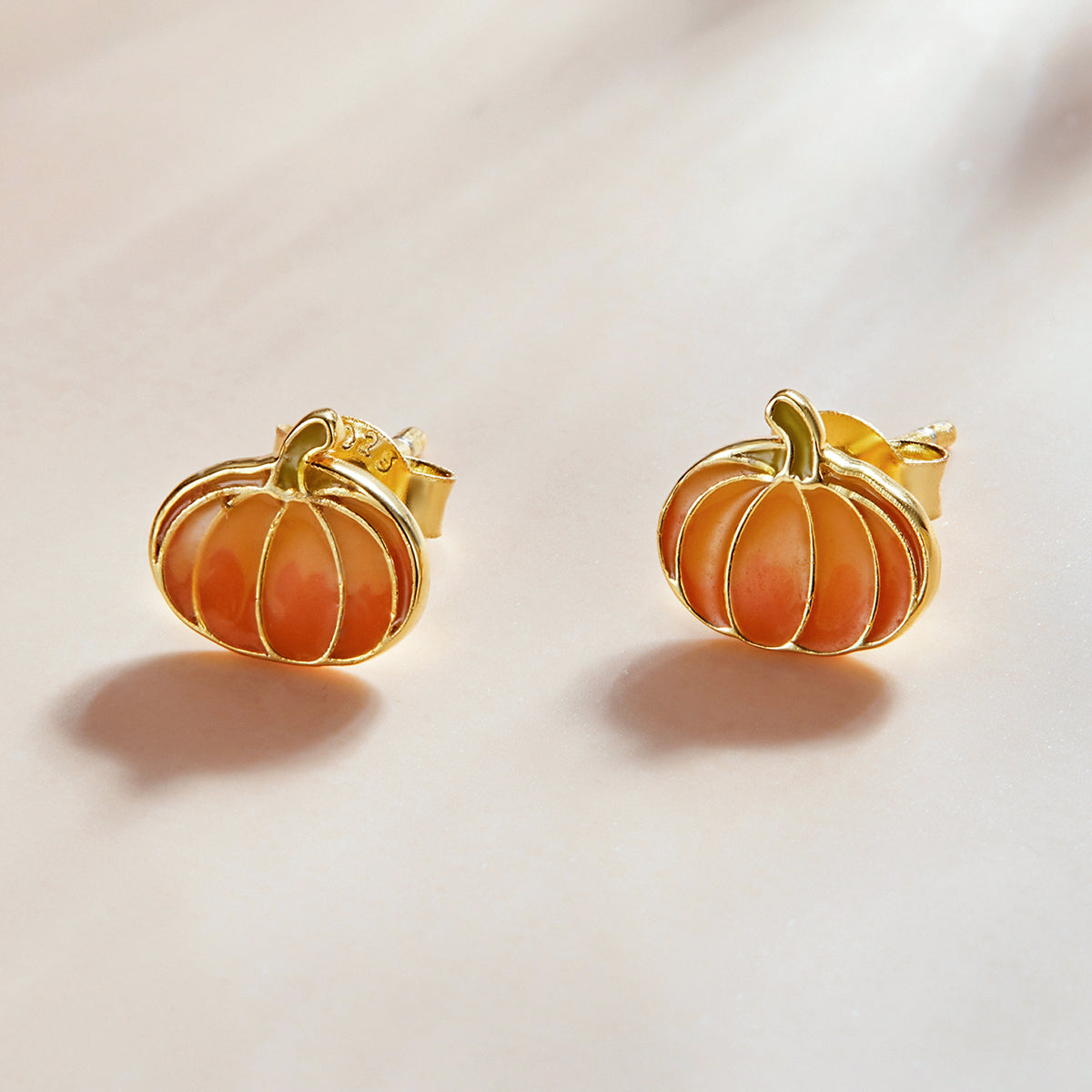 925 Sterling Silver Earrings with Enamel Finish in Gold Plating - 0.8*0.9cm for Women DestGlow