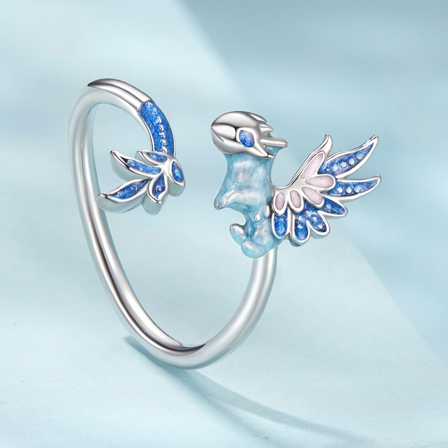 925 Sterling Silver Enamel Process Pavé CZ White Gold Ring for Women DestGlow