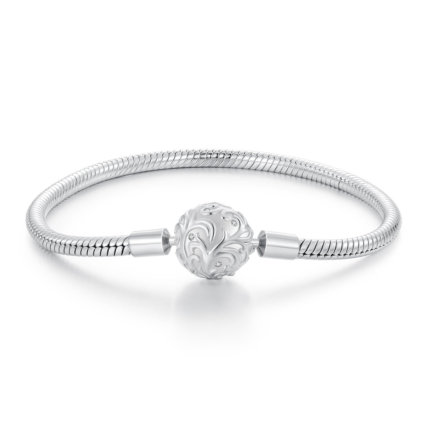 925 Sterling Silver White Gold Plated 17cm CZ Pavé Bracelet for Women DestGlow