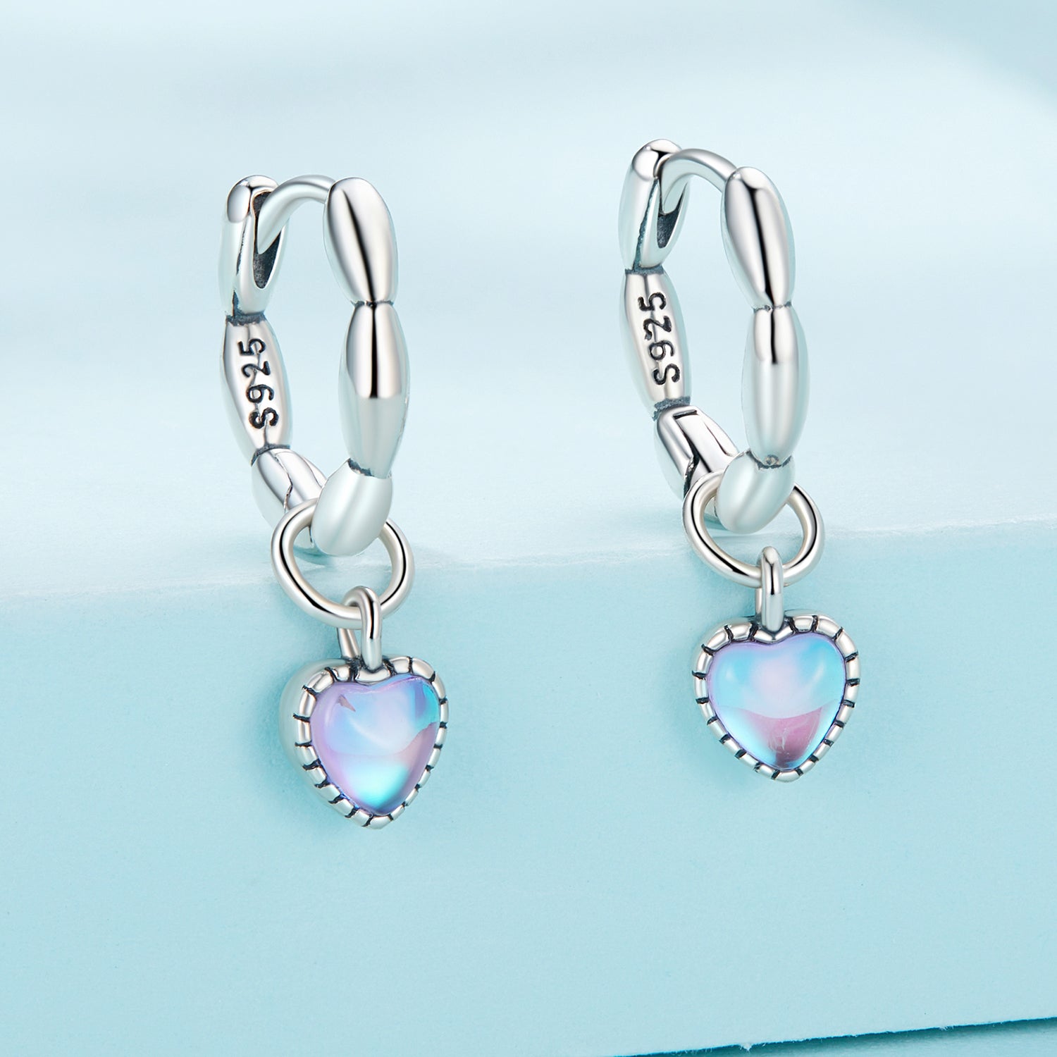 S925 Sterling Silver Earrings with Transparent Glass for Women DestGlow