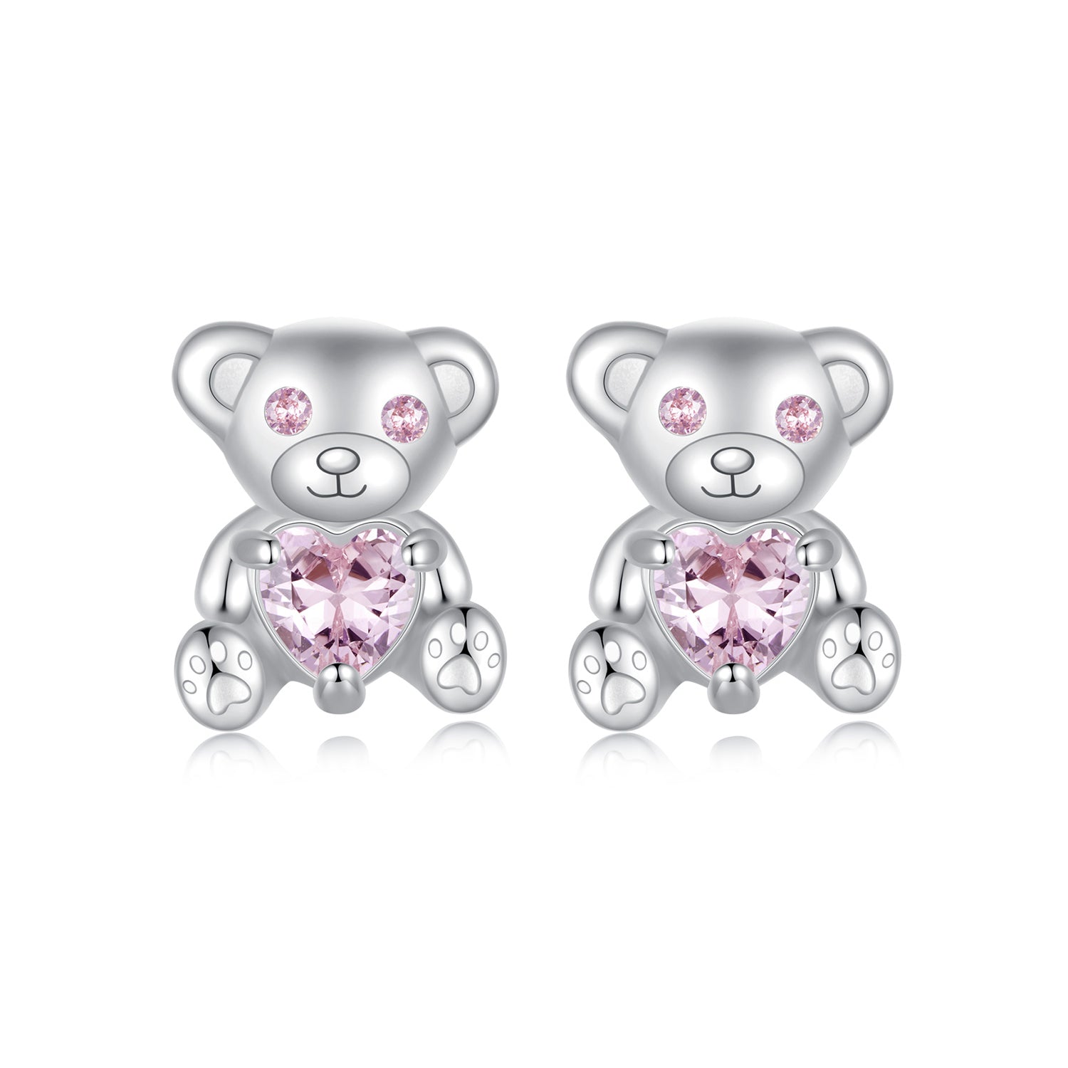 925 Sterling Silver Earrings with CZ in White Gold Plating DestGlow