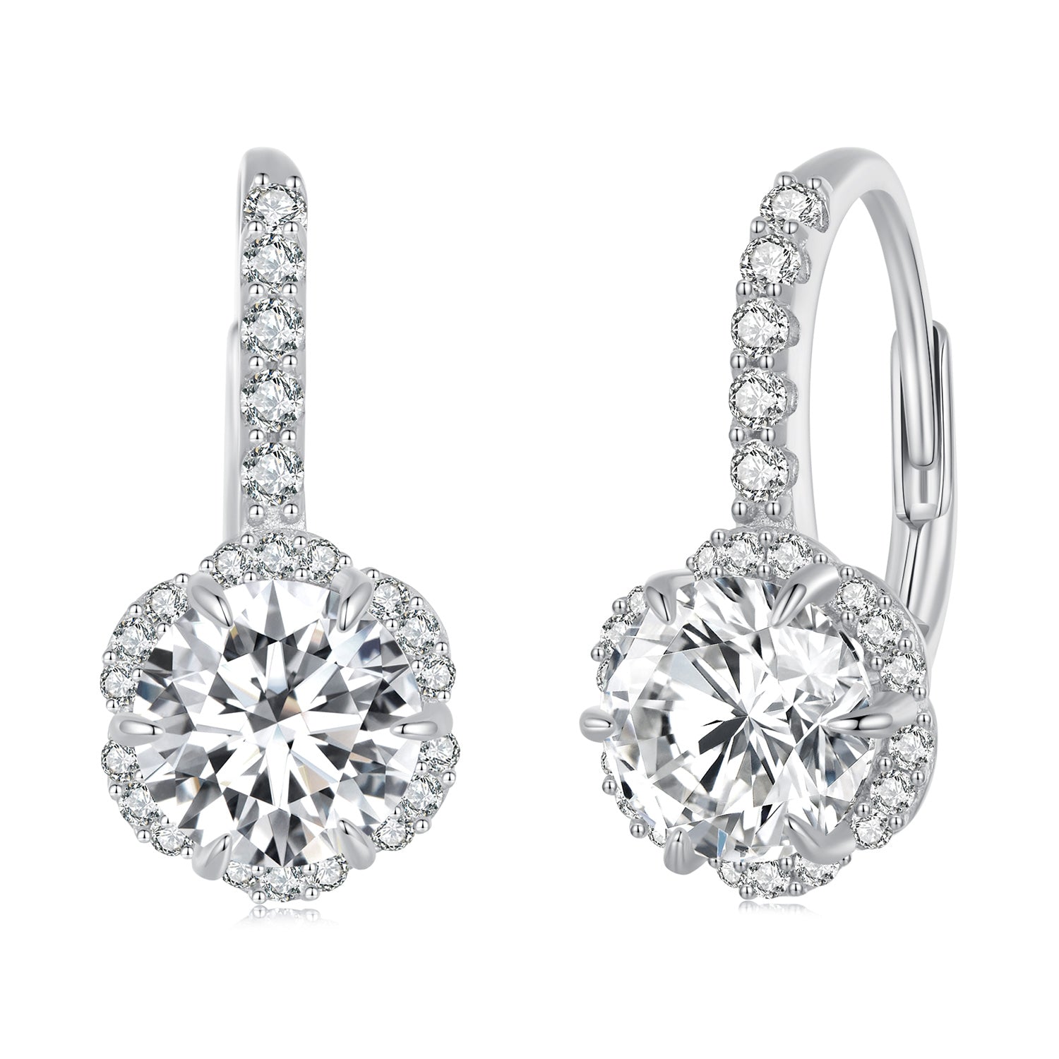925 Sterling Silver Moissanite 6.5 Carat Earrings for Women DestGlow