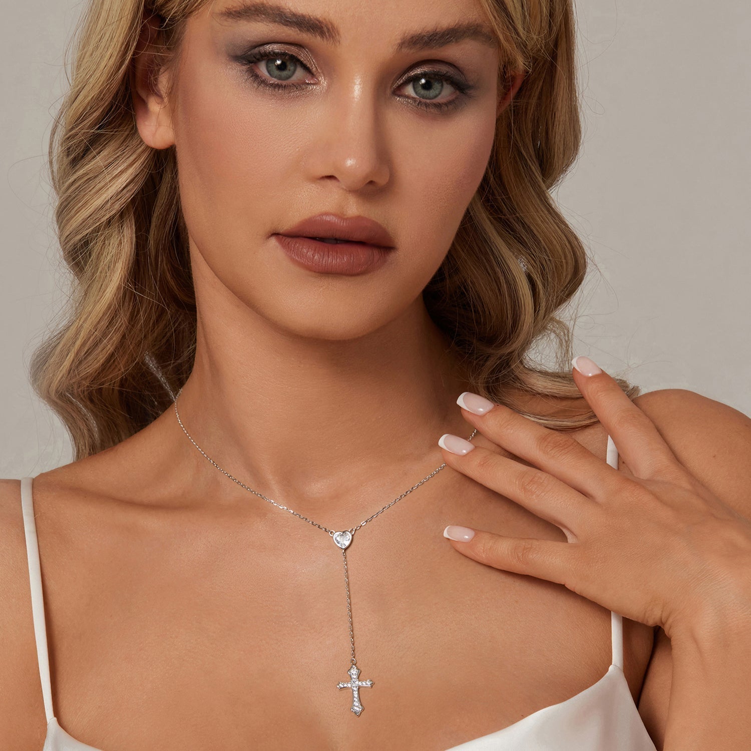 925 Sterling Silver White Gold Plated Necklace with CZ Pavé Setting for Women DestGlow