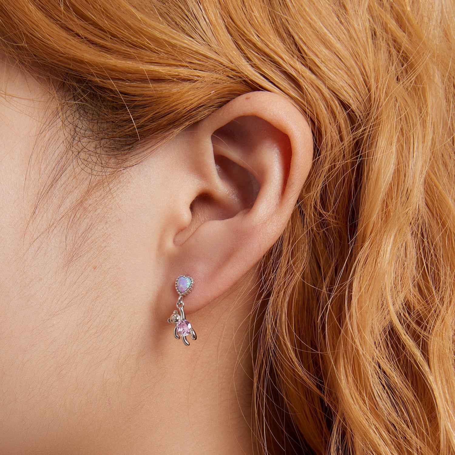 925 Sterling Silver Earrings with Translucent Opal and CZ for Women DestGlow