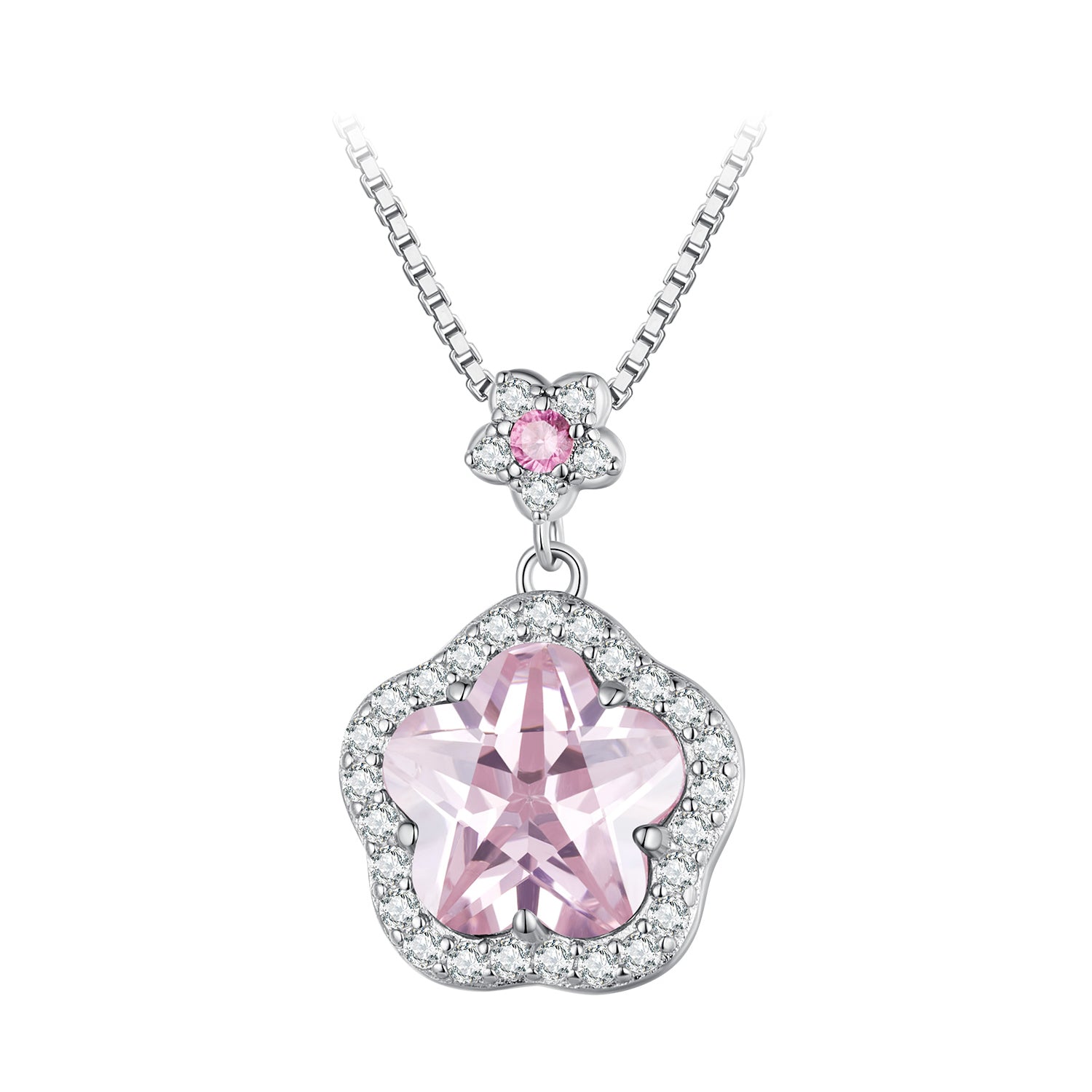 925 Sterling Silver Necklace with 19*13mm CZ Pendant DestGlow