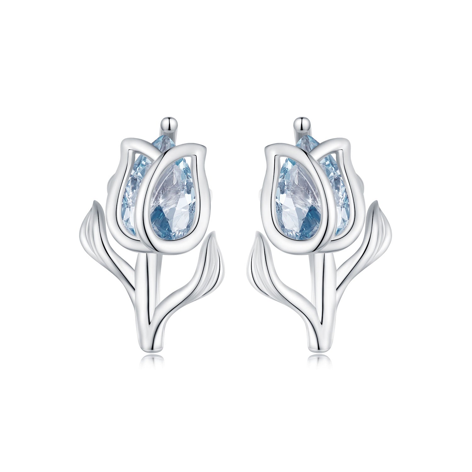 925 Sterling Silver Synthetic Spinel Earrings with Platinum Plating - 12x7mm DestGlow