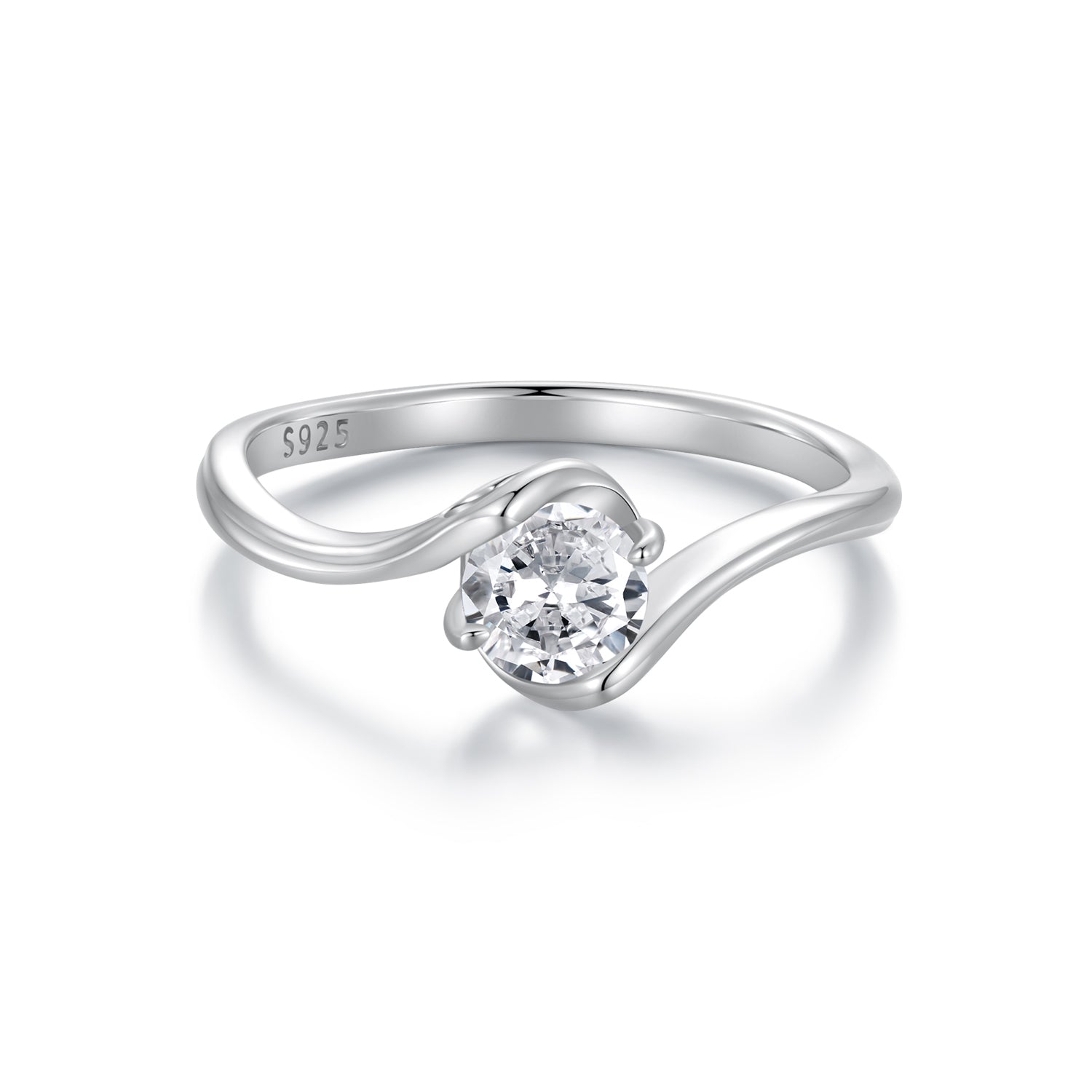 925 Sterling Silver 5mm Moissanite Ring for Women DestGlow
