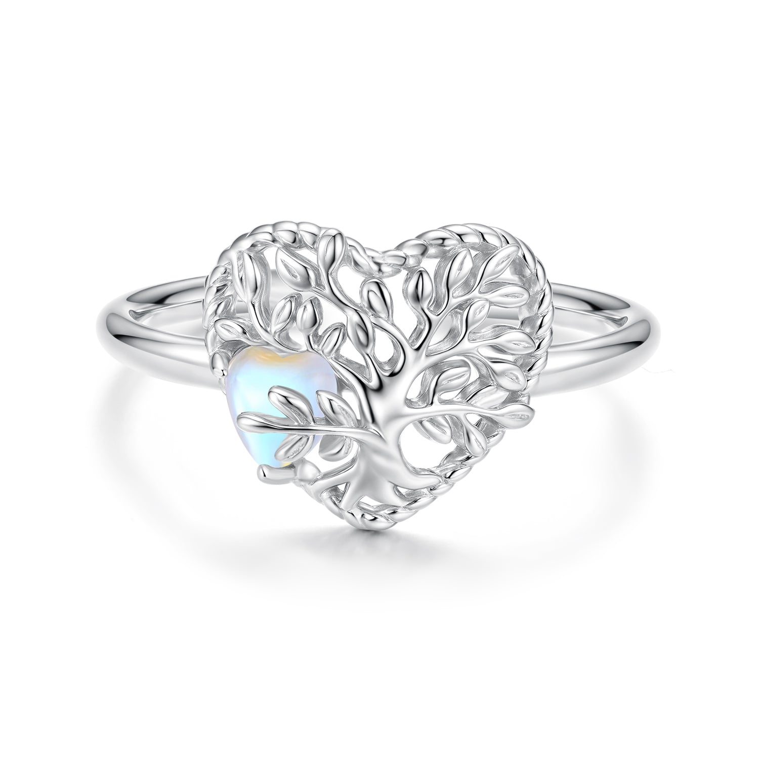 925 Sterling Silver Heart-Shaped Moonstone Ring for Women DestGlow