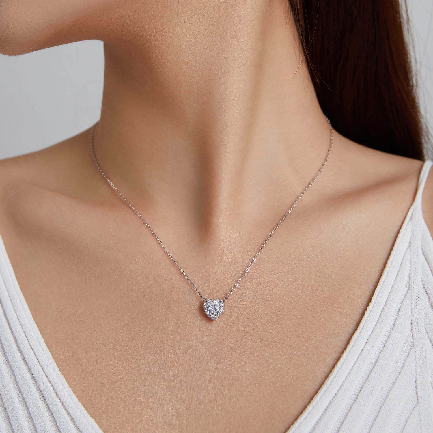 925 Sterling Silver Adjustable Cubic Zirconia Pendant Necklace for Women DestGlow