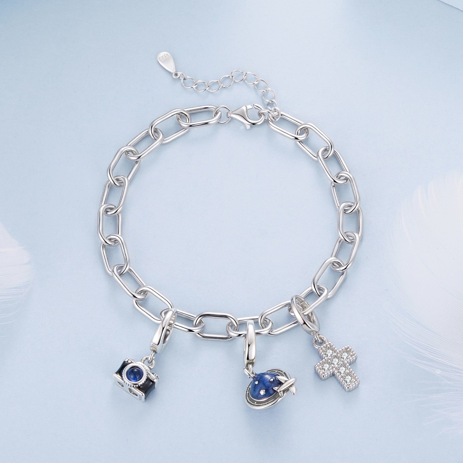 925 Sterling Silver White Gold Plated 15+6cm Adjustable Bracelet for Women DestGlow