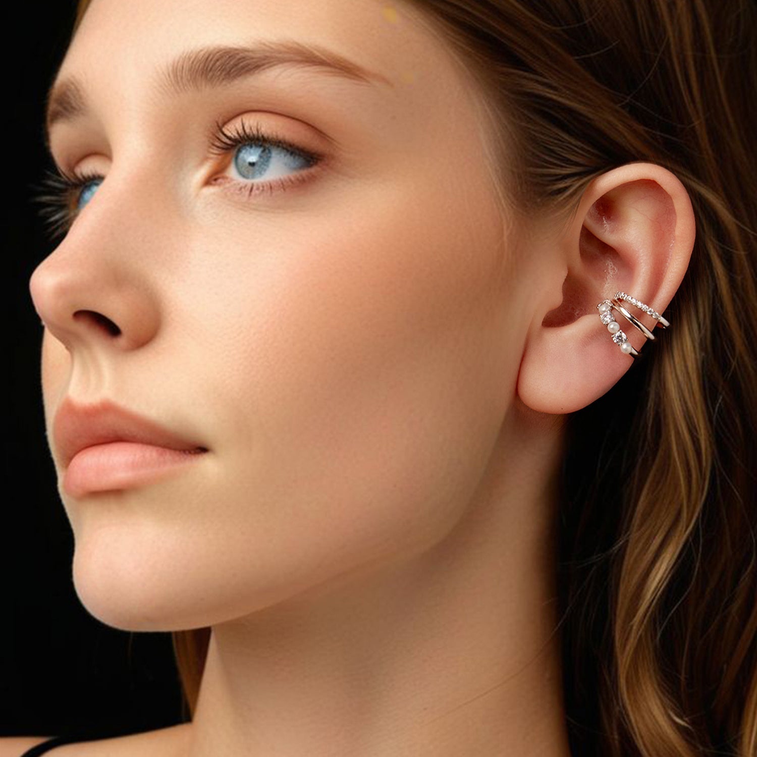 925 Sterling Silver Earrings with Moissanite and Freshwater Pearl for Women, 1.2*1.7cm, White Gold Plated DestGlow