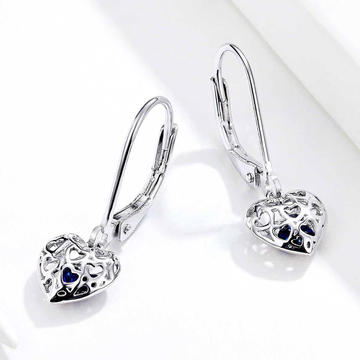 925 Sterling Silver Earrings with CZ and Platinum Plating, 2.3*0.8 cm DestGlow