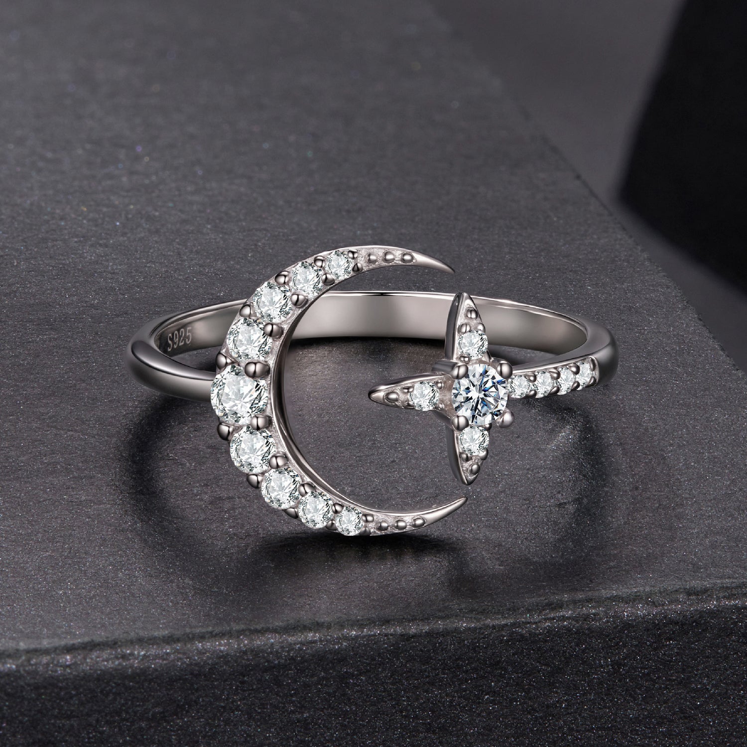 925 Sterling Silver Moissanite 0.25cm White Gold Plated Ring - Size E for Women DestGlow