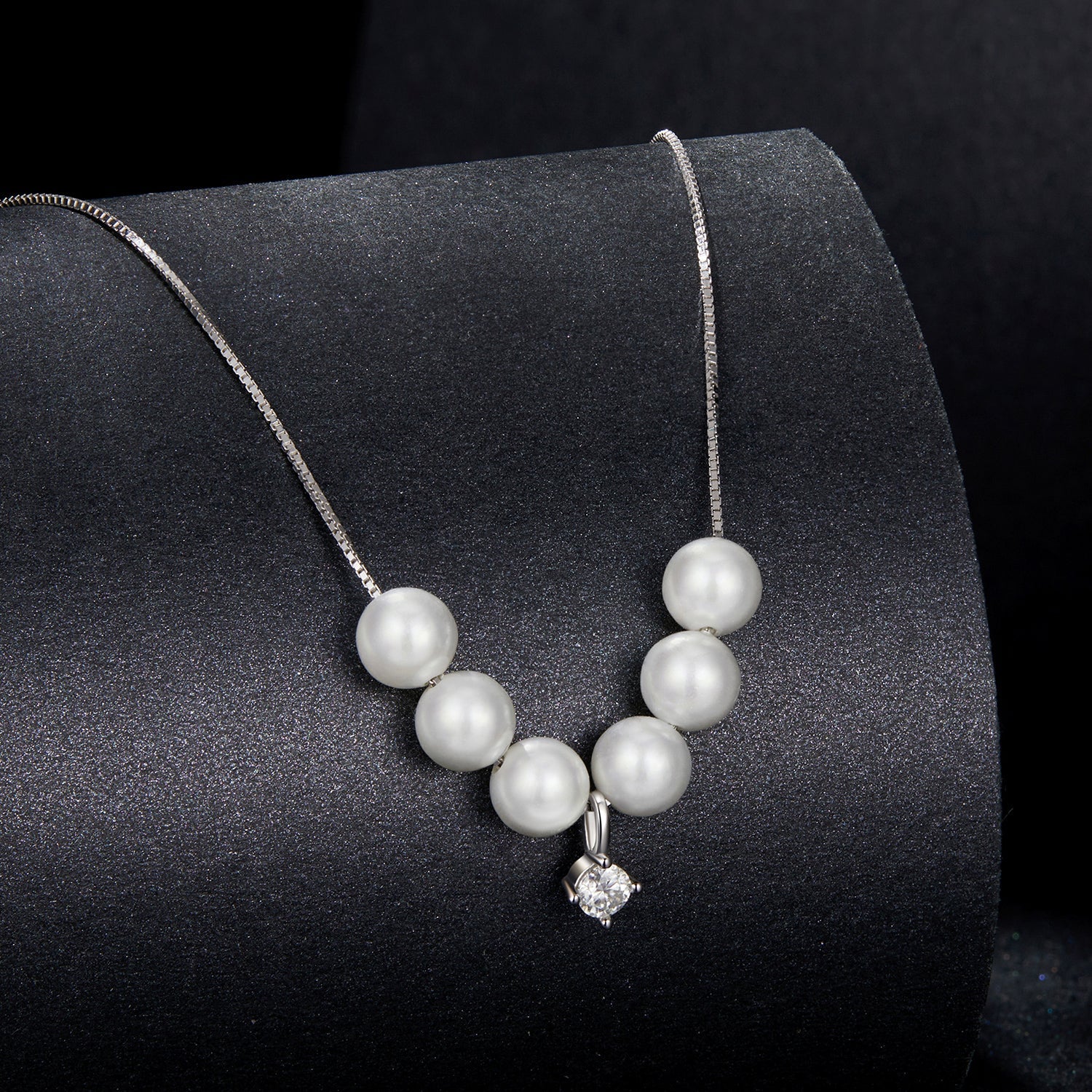 925 Sterling Silver Moissanite & Quality Shell Pearl Adjustable Necklace for Women DestGlow